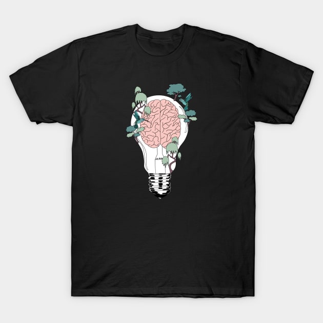 Neurology design brain light bulb T-Shirt by Carries Design 